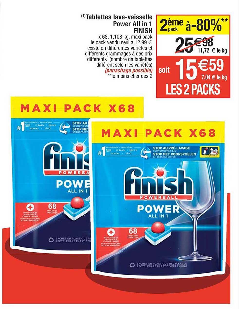 tablettes lave-vaisselle power all in 1 finish