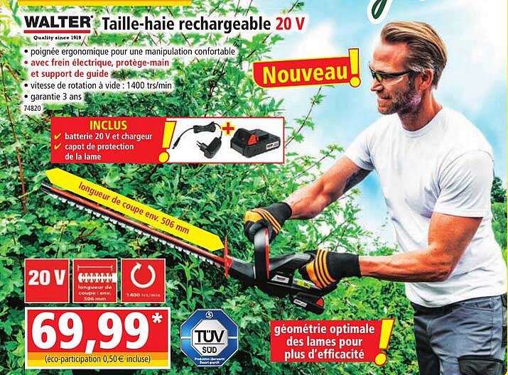 taille-haie rechargeable 20v walter