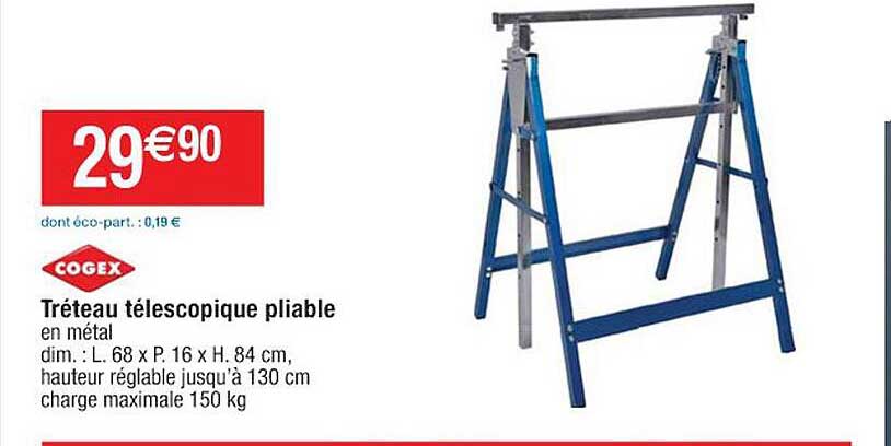 Tréteau Télescopique Pliable Cogex
