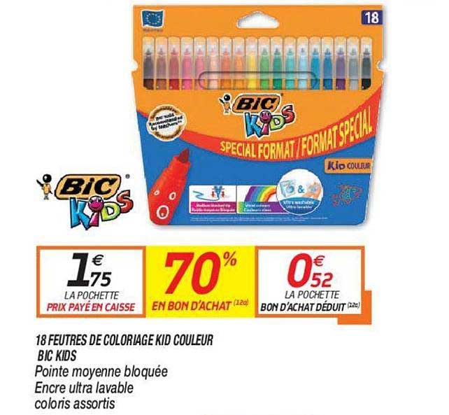 18 feutres de coloriage kid couleur bic kids