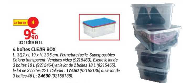 4 Boîtes Clear Box