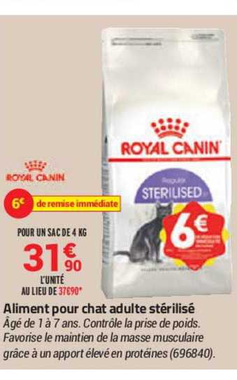 aliment pour chat adulte stérilisé royal canin