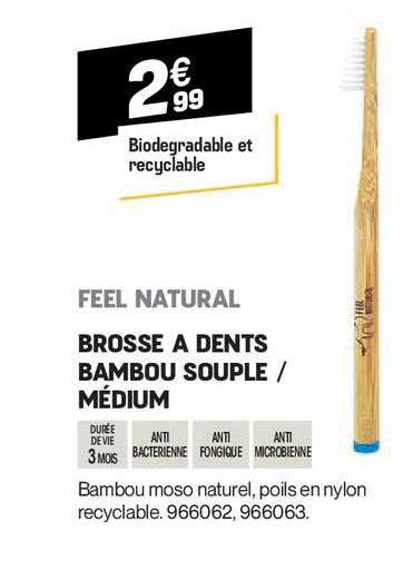 brosse à dents bambou souple médium feel natural
