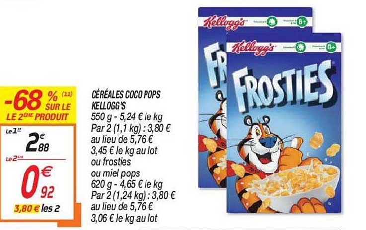 céréales coco pops kellogg's -68% sur le 2ème produit