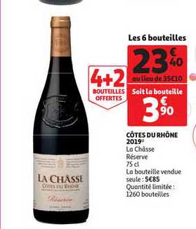côtes du rhône 2019 la châsse réserve 4+2 bouteilles offertes