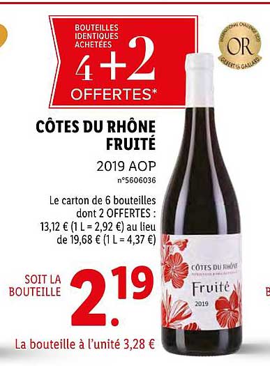 côtes du rhône fruité  4+2 offertes