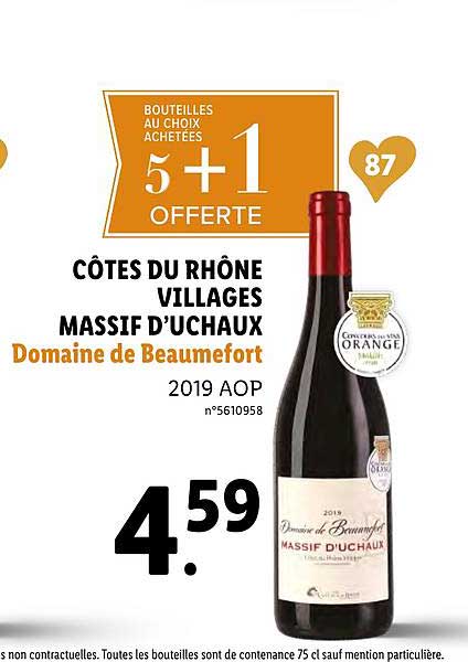 côtes du rhône village massif d uchaux domaine de beaumefort 5+1 offert