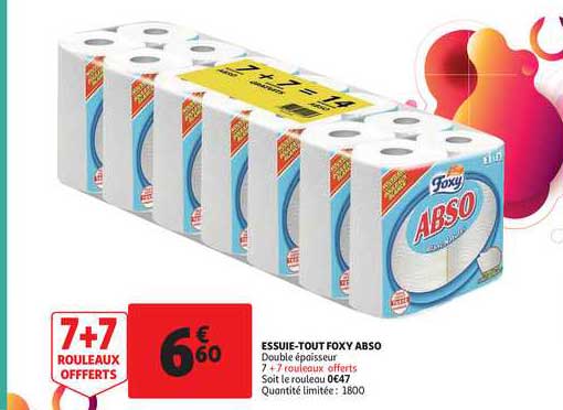 essuie tout foxy abso 7+7 rouleaux offerts