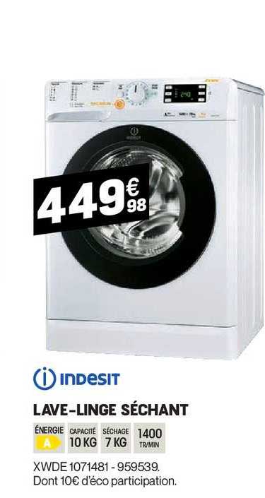 lave linge séchant indesit