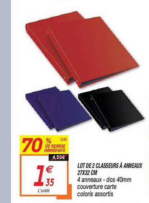 Lot De 2 Classeurs à Anneaux 27x32 Cm 70% De Remise Immédiate