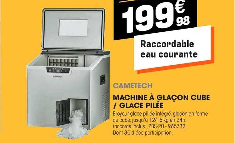 machine à glaçon cube glace pilée cametech