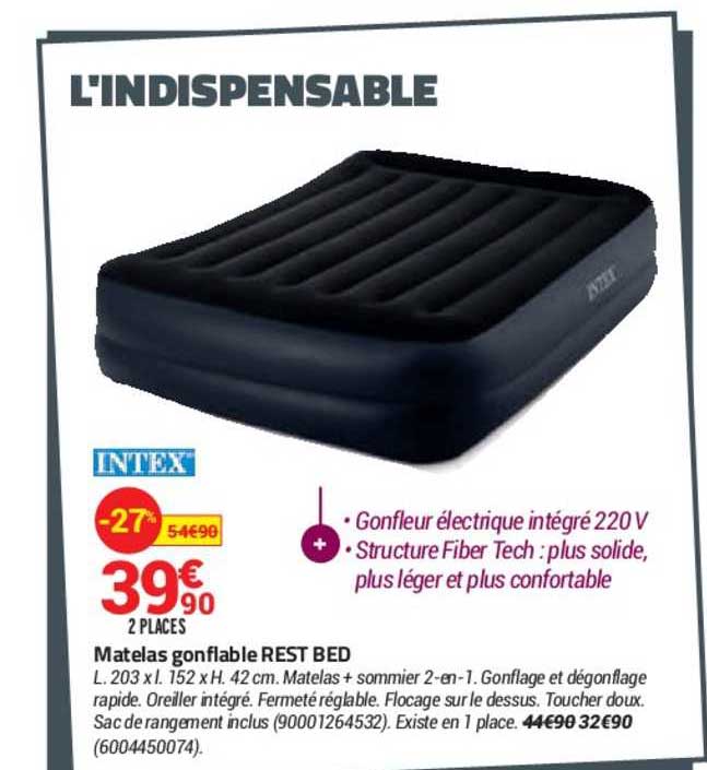 matelas gonflabe rest bed intex