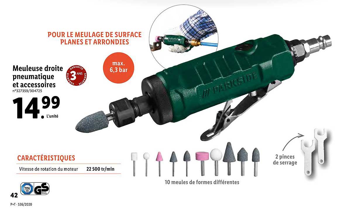 Meuleuse Droite Pneumatique Et Accessoires Parkside
