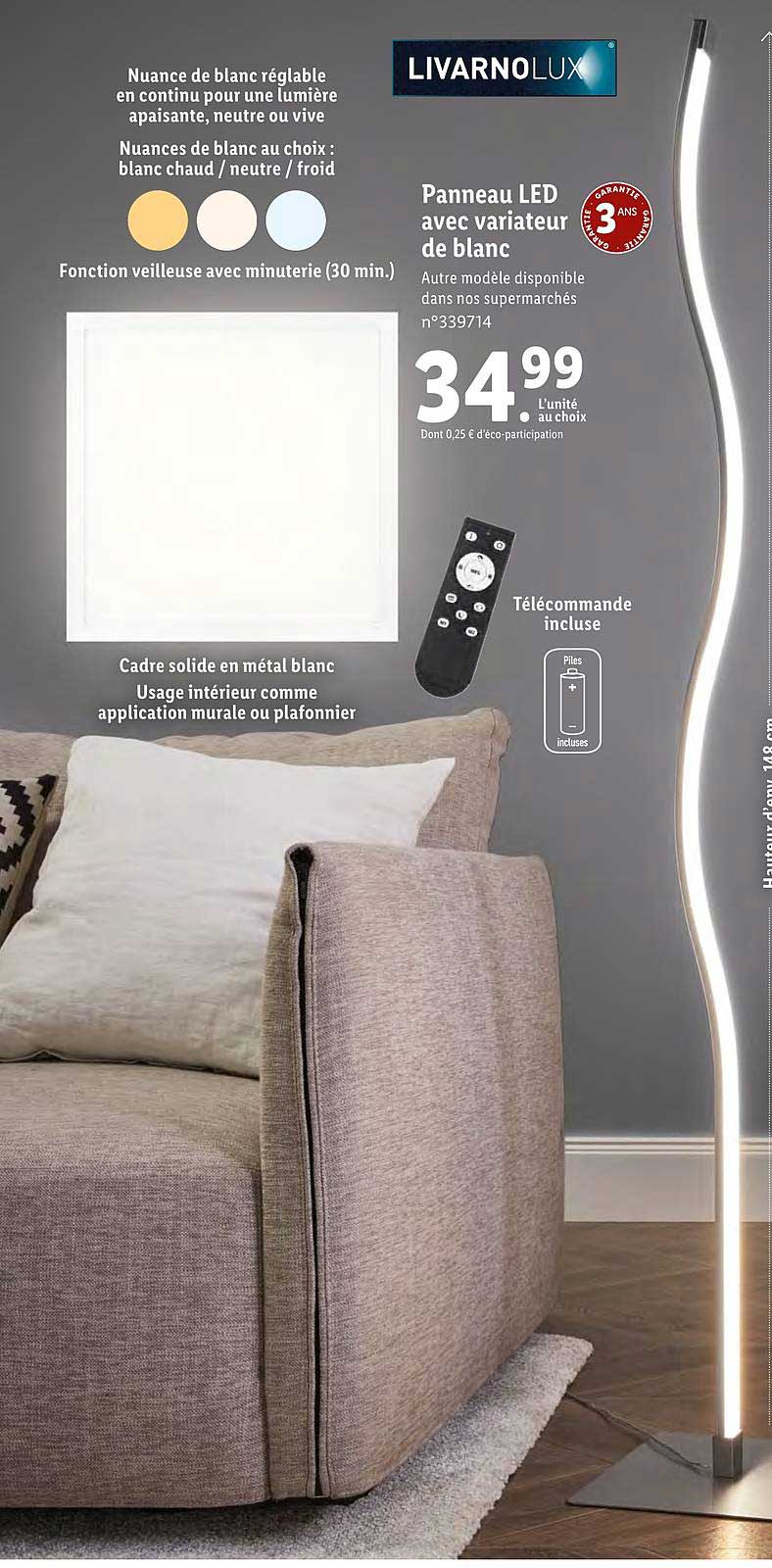 Panneau Led Avec Variateur De Blanc Livarnolux