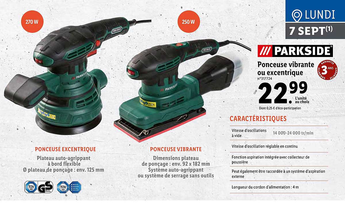 ponceuse vibrante ou excentrique parkside