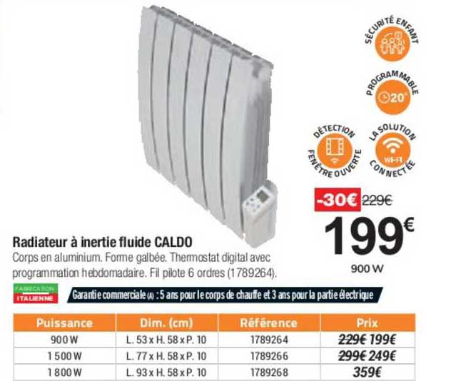 radiateur à inertie fluide caldo