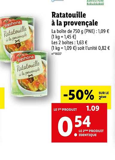 Ratatouille à La Provençale Freshona -50% Sur Le 2e