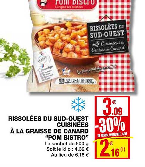 rissolées du sud ouest cuisinées à la graisse de canard pom bistro -30% de remise immédiate