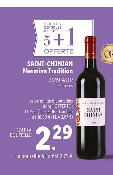 saint chinian mermian tradition  5+1 offerte