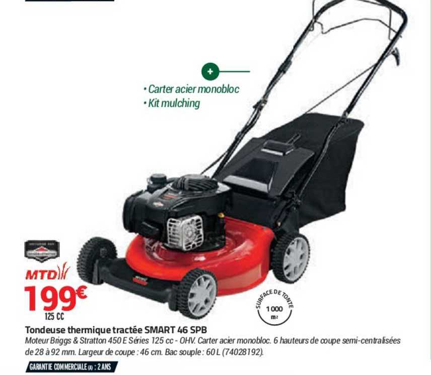 tondeuse thermique tractée smart 46 spb mtd