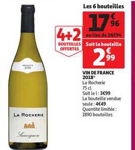 vin de france 2018 la rocherie 4+2 bouteilles offertes