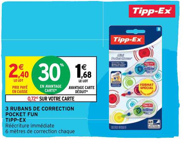 3 rubans de correction pocket fun tipp-ex