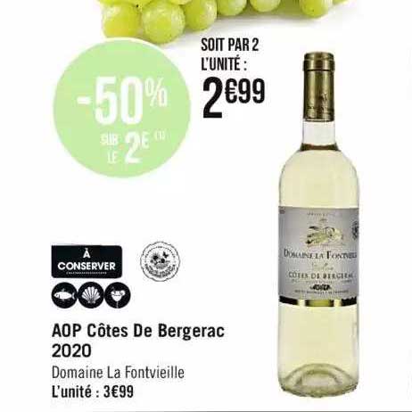 aop côtes de bergerac 2020 domaine la fontvieille