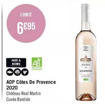 aop côtes de provence 2020 château real martin cuvée bastide