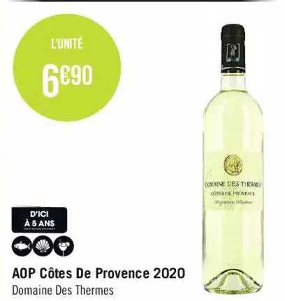aop côtes de provence 2020 domaine des thermes