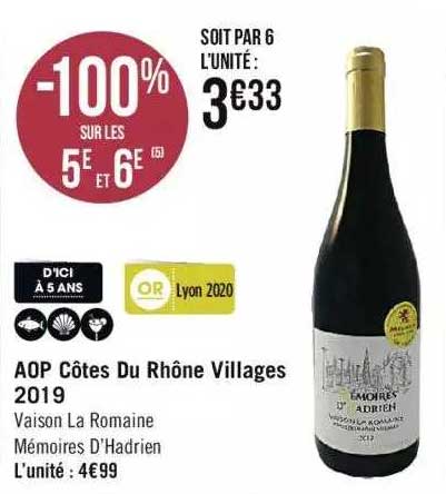 aop côtes du rhône villages 2019 vaison la romaine mémoires d'hadrien