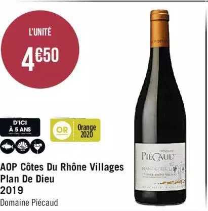 aop côtes du rhône villages plan de dieu 2019 domaine piécaud