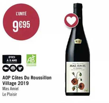 aop côtes du roussillon village 2019 mas amiel le plaisir