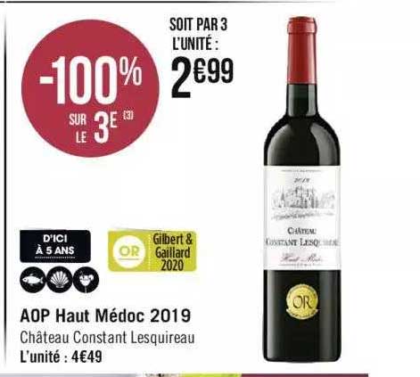 aop haut médoc 2019 château constant lesquireau