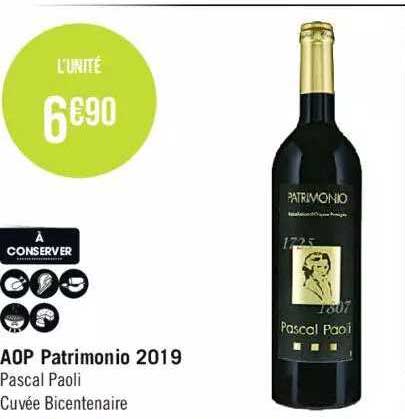 Aop Patrimonio 2019 Pascal Paoli Cuvée Bicentenaire
