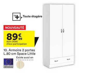 armoire 2 portes l.80 cm space little