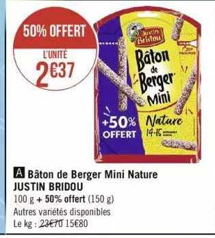 bâton de berger mini nature justin bridou