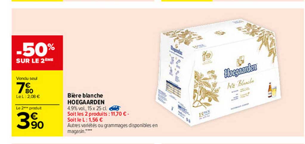 Bière Blanche Hoegaarden -50% Sur Le 2ème
