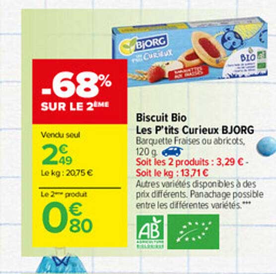 biscuit bio les p'tits curieux bjorg
