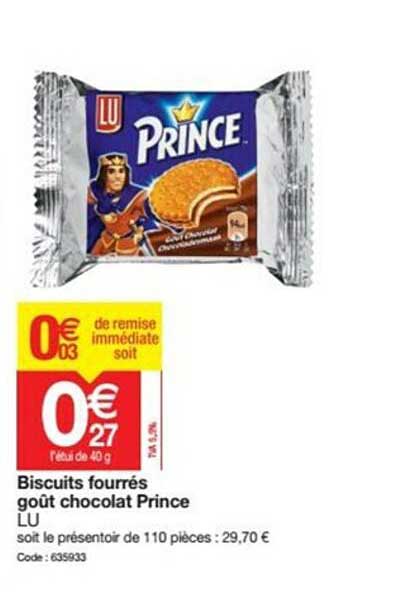 Biscuits Fourrés Goût Chocolat Prince Lu