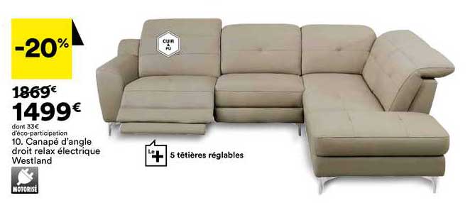 Canapé D'angle Droit Relax électrique Westland