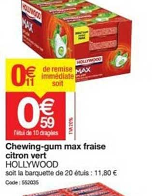 chewing-gum max fraise citron vert hollywood