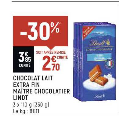 chocolat lait extra fin maître chocolatier lindt
