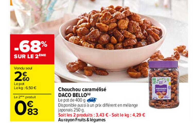 chouchou caramélisé daco bello -68% sur le 2ème