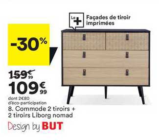 commode 2 tiroirs + 2 tiroirs liborg nomad