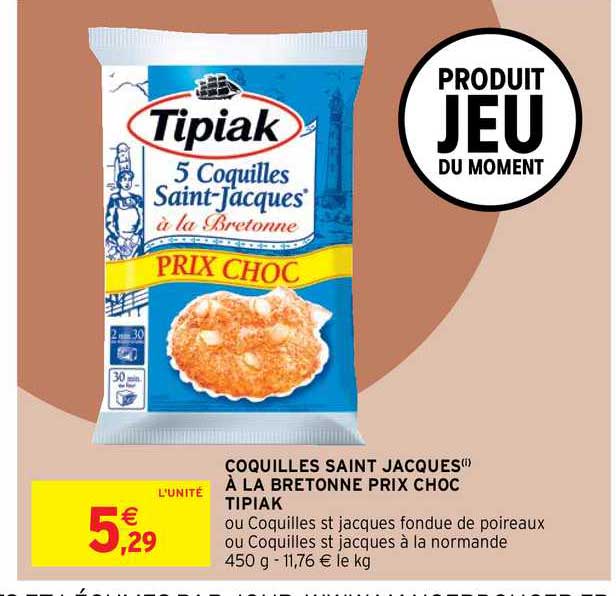 coquilles saint jacques à la bretonne prix choc tipiak