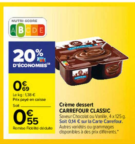 Crème Dessert Carrefour Classic