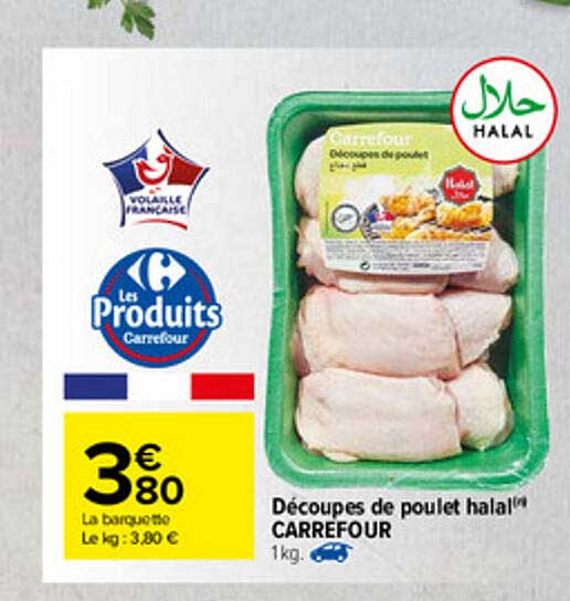 découpes de poulet halal carrefour