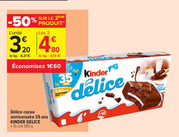 délice cacao anniversaire 35 ans kinder délice