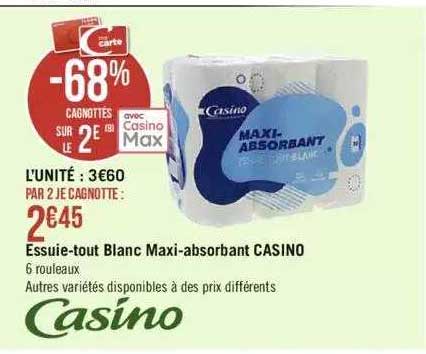 essuie-tout blanc maxi-absorbant casino