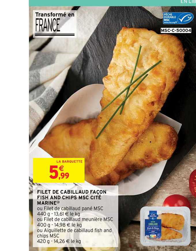 filet de cabillaud façon fish and chips msc cité marine